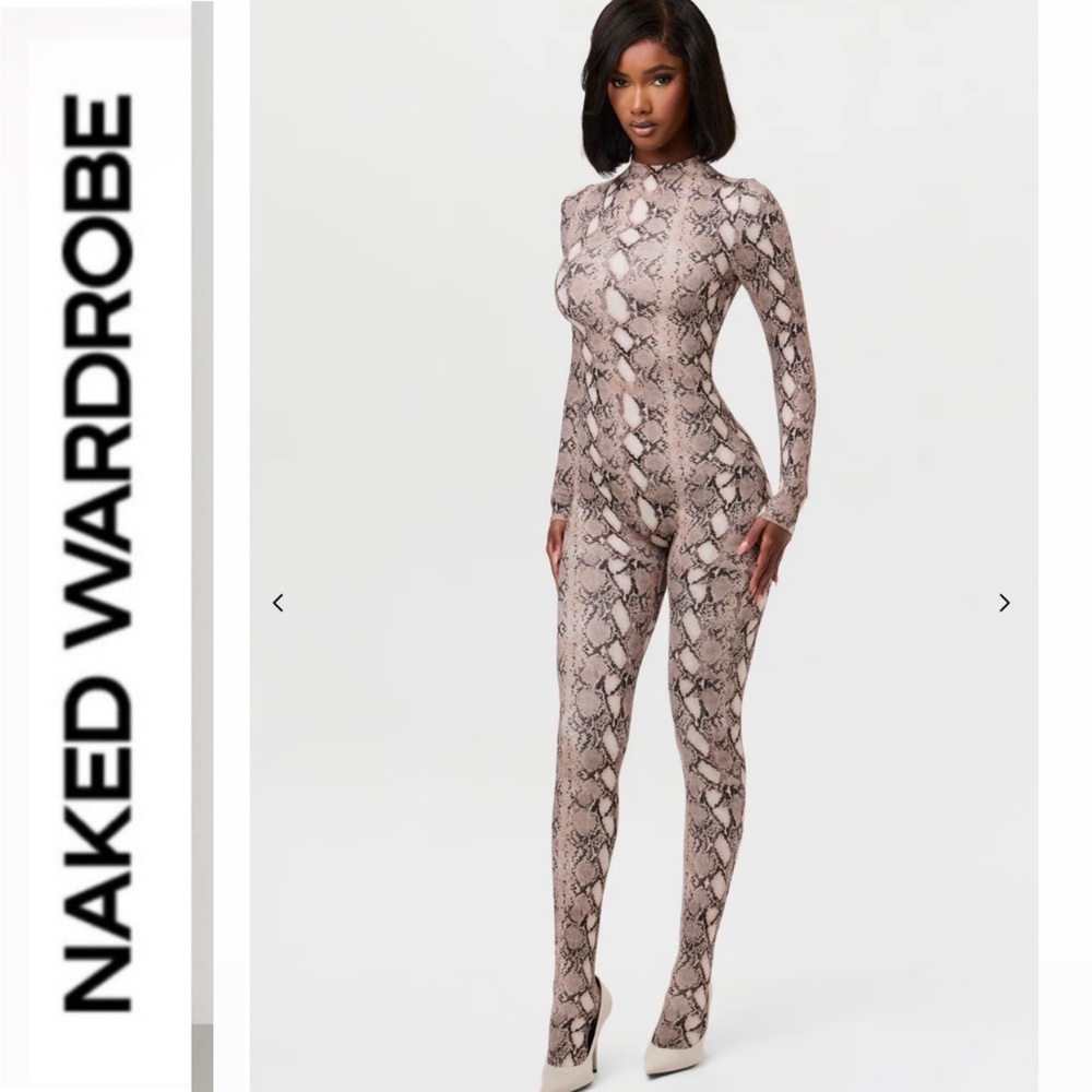 Naked Wardrobe 🤍 Snakeskin Print Jumpsuit